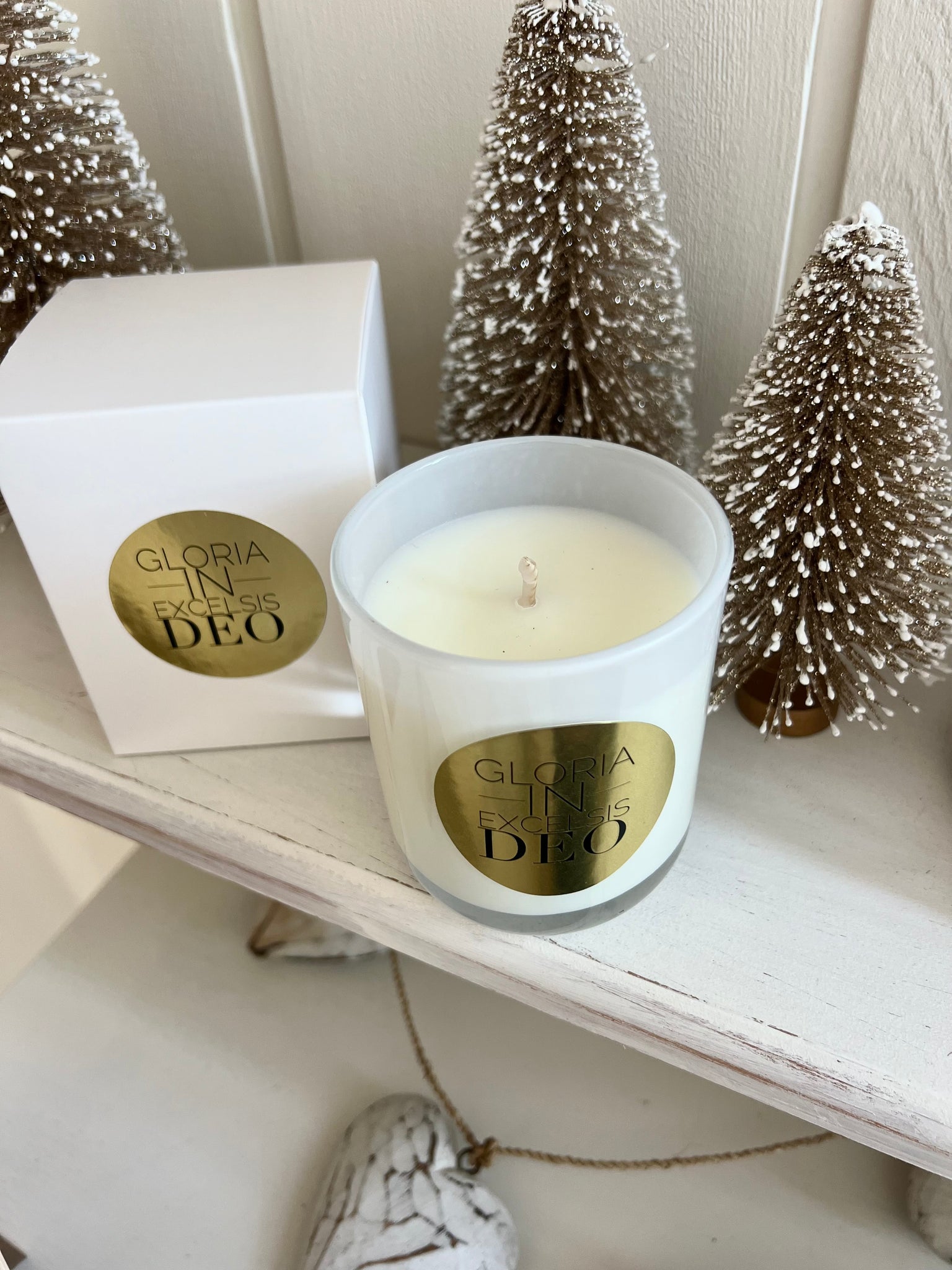 Christmas 2023 - Gloria In Excelsis Deo - Medium White Candle